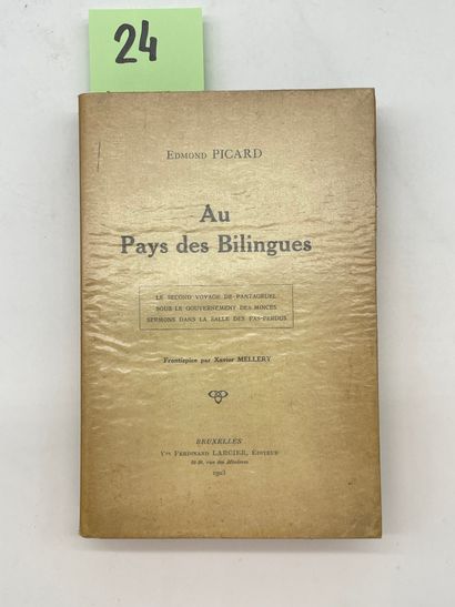 PICARD (Edmond). 在双语者的土地上。Xavier Mellery的封面画。Brux, Veuve Ferdinand Larcier, 1903,...
