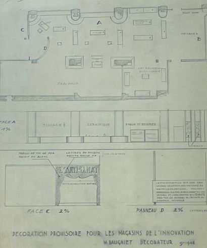 BAUGNIET (Marcel-Louis). "Temporary Decoration for the Innovation Stores". Pencil...