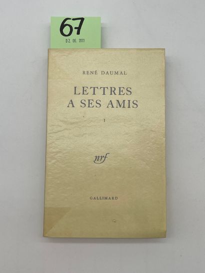 DAUMAL (René). Letters to his friends I. P., NRF, 1958, in-12, uncut. First edition....