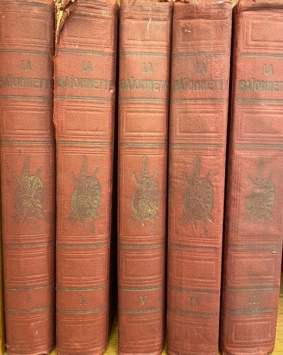 "La Baïonnette". P., L'Edition française illustrée, 1915-1918, 5 vols. 4°, full publisher's...