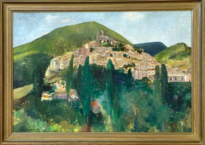 COUMANS (Raymond). "Gordes". Oil on panel, titled on the back, signed on the lower...