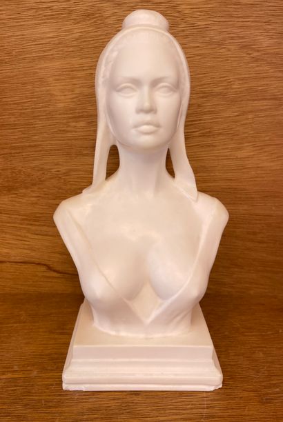 null ASLAN. Brigitte Bardot as Marianne. Sculpture in marble, signed in the stone....
