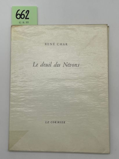 CHAR (René). Le Deuil des Névons. Orné d'une gravure par Louis Fernandez, et suivi...