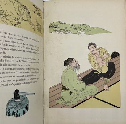 FOUJITA.- 由T.Foujita收集并绘制的日本传说。Claude Farrère的序言。水。大地。天堂。火。P., L'Abeille d'Or, "Collection...