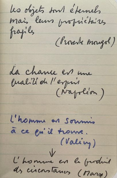 MARIEN (Marcel). Carnet manuscrit rempli de citations d'auteurs divers : Paul Valéry,...