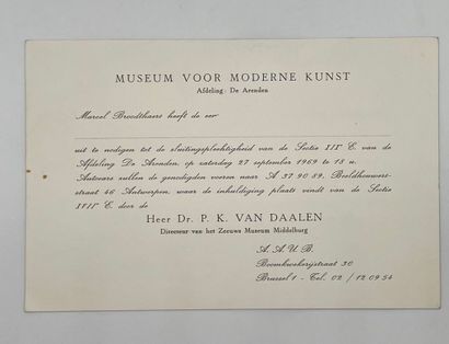 BROODTHAERS (Marcel). "Museum of Modern Art - Department of Eagles". Invitation card...