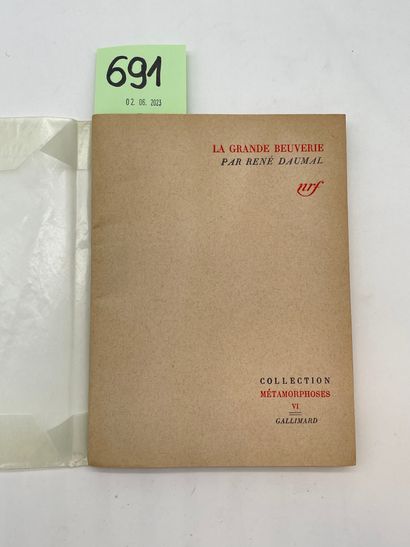 DAUMAL (René). La Grande Beuverie. P., NRF, "Métamorphoses", 1939, 8°, br. First...