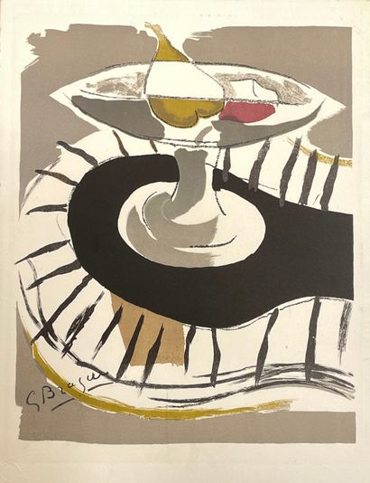 BRAQUE (Georges). "Le Compotier" (1952). Lithographie en couleurs tirée sur vélin...