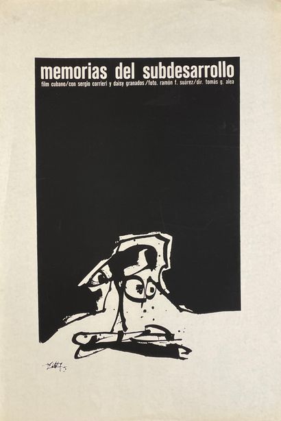 ANONYME. "Memorias del subdesarrollo" (1968). Affiche lithographique en noir, réalisée...