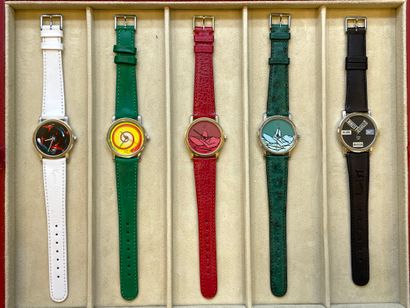 Artistes divers.- Coffret de 25 montres Lito (1990). Ensemble de 25 montres à l'état...