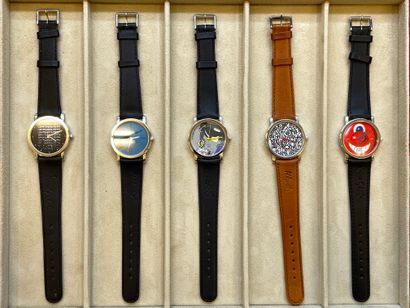 Artistes divers.- Coffret de 25 montres Lito (1990). Ensemble de 25 montres à l'état...