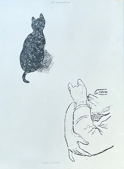 BROODTHAERS (Marcel). "La Souris écrit rat" (1974). Lithographie en noir, just. "exemplaire...