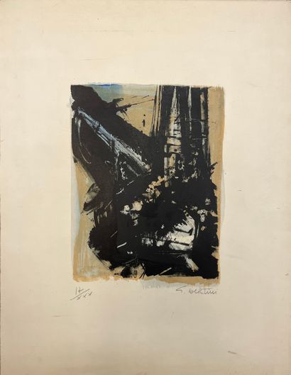 BERTINI (Gianni). "Composition" (1957). Gravure sur bois tirée sur vélin d'Annonay,...