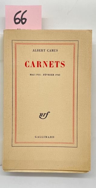 CAMUS (Albert). Carnets. Mai 1935 - Février 1942. P., NRF, 1962, in-12 à toutes marges,...