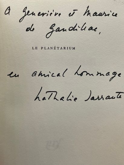 SARRAUTE (Nathalie). Le Planétarium. P., NRF, 1967, in-12, 271 p., br. (couv. défr.,...