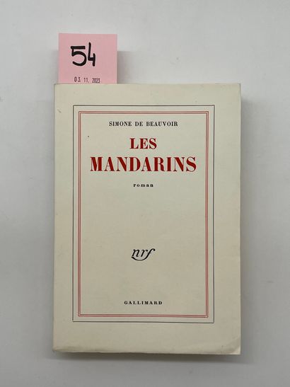 BEAUVOIR (Simone de). Les Mandarins. P., NRF, 1954, 8°, 579 p., br. , non coupé (petite...