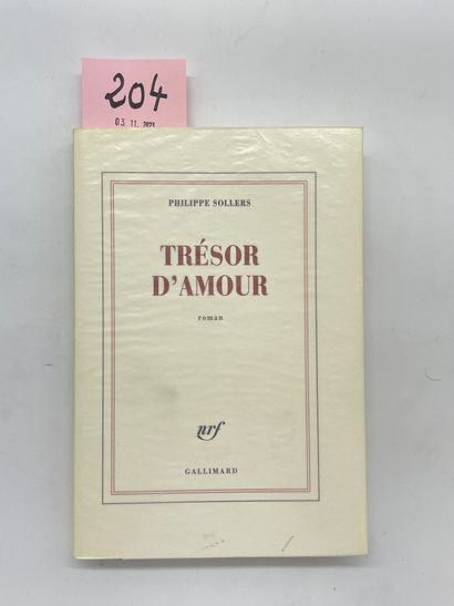 SOLLERS (Philippe). Trésor d'amour. P., NRF, 2011, 8°, br. Edition originale. 1/40...