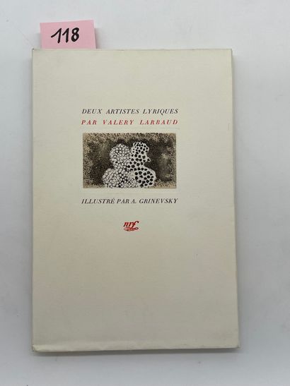 GRINEVSKY.- LARBAUD (Valery). Deux artistes lyriques. P., NRF, 1929, 4°, en feuilles,...