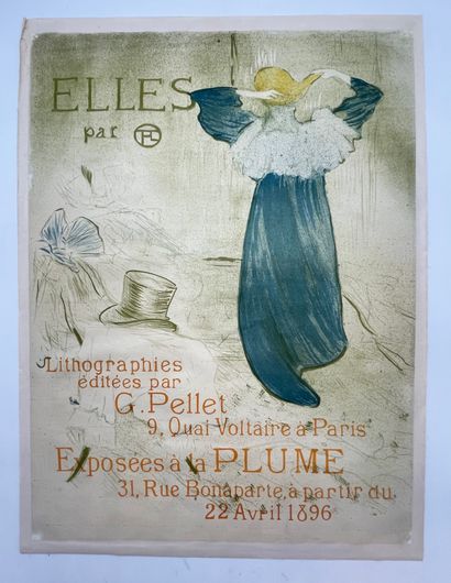 TOULOUSE-LAUTREC (H. de). "Elles" (1896). Lithographie en couleurs, entoilée. Troisième...