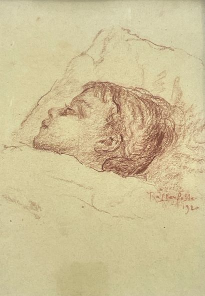 RASSENFOSSE (Armand). "Enfant endormi" (1920). Sanguine sur papier, datée et signée...
