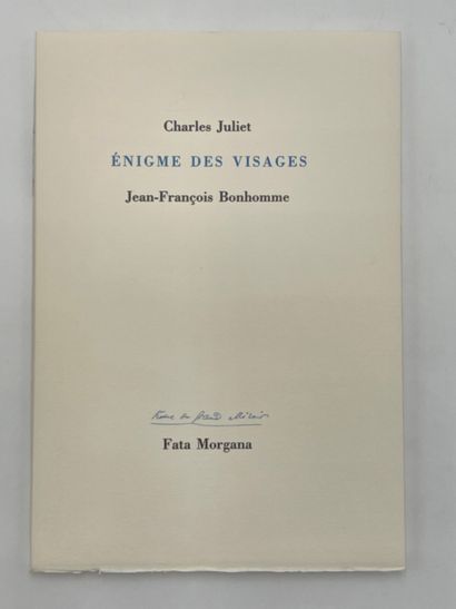 JULIET (Charles). Enigme des visages. Montpellier, Fata Morgana, "Hôtel du Grand...