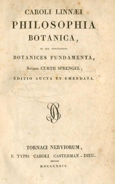 null Impression de Tournai.- LINNAEUS (Carolus). Philosophia botanica in qua explicantur...