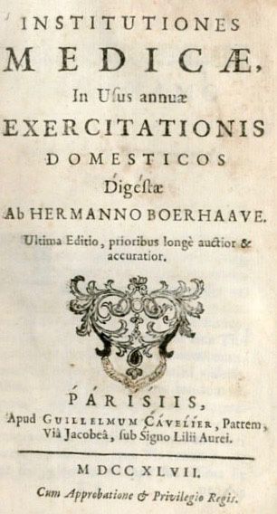 BOERHAAVE (Hermann). Institutiones medicae...