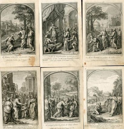 null Gravures françaises (XVIIe - XVIIIe s.).- Sujets bibliques. Ensemble de 78 feuillets...