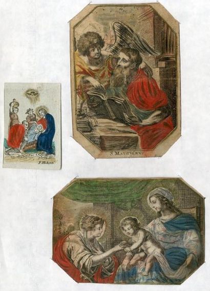 null Images anversoises de dévotion (XVIIe s.).- Ensemble de 11 estampes : quatre...