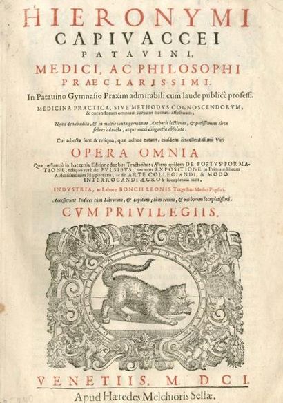 null CAPIVACCEUS (Hieronymus) ou CAPIVACCIO (Girolamo). Medicina practica, sive methodus...