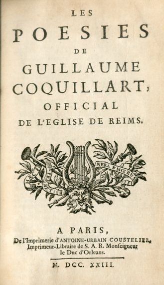 null COQUILLART (Guillaume). Les Poésies. Paris, Antoine-Urbain Coustelier, 1723,...