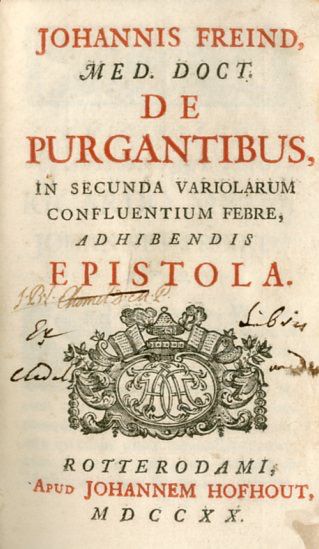 null FREIND (John). De Purgantibus, in secunda variolarum confluentium febre, ad...