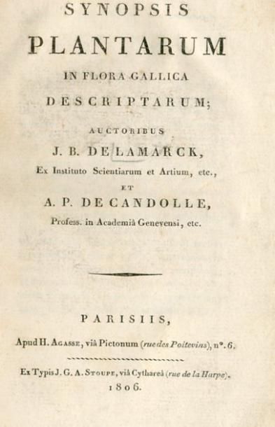 null LAMARCK (J.B. de) et CANDOLLE( A.P). Synopsis plantarum in flora gallica descriptarum....