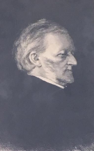 DE GROUX (Henry). "Portrait de Wagner" (vers 1900). Lithographie en noir dédicacée...