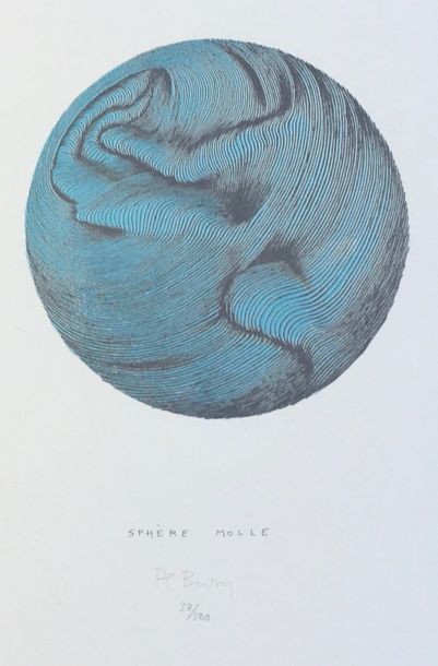 BURY (Pol). "Sphère molle". Lithographie originale en 2 tons tirée sur vélin d'Arches,...
