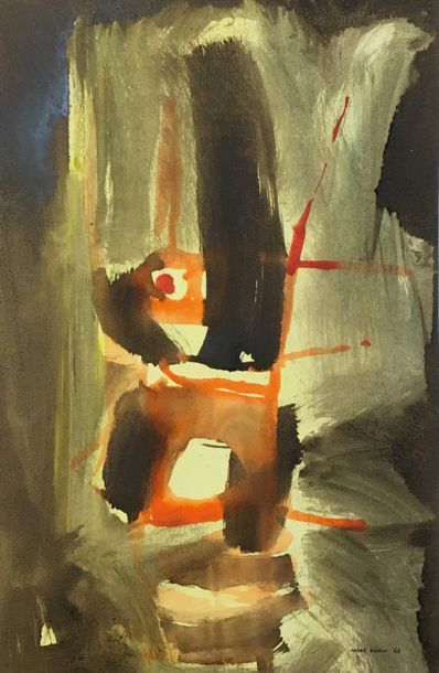 GOFFIN (André). "Composition" (1963). Gouache et aquarelle sur papier, datée, signée...