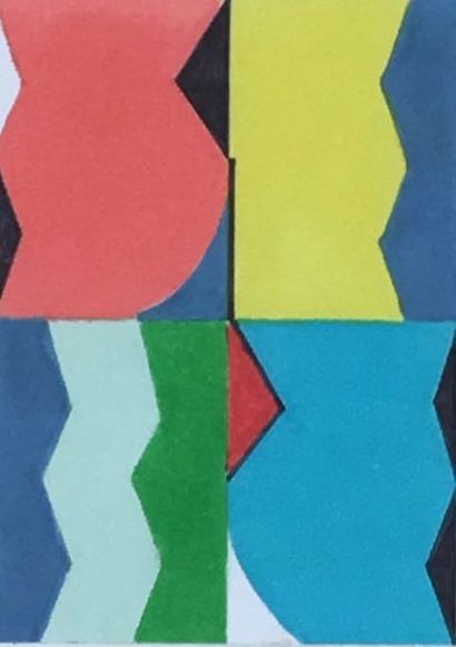 GOFFIN (André). "Triangle rouge" (1981). Technique mixte sur papier, titrée, datée...
