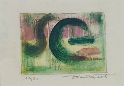 BAUGNIET (Marcel-Louis). "S G en vert" (1960). Huile sur papier, datée et signée,...