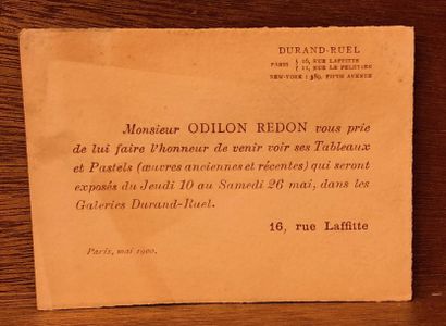 REDON.- Carton d'invitation pour l'exposition des tableaux et pastels d'Odilon Redon...