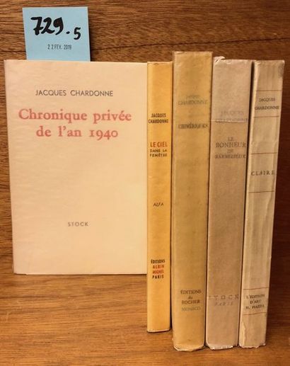 null CHARDONNE (Jacques). Chronique privée de l'an 1940. P., Stock, 1940, in-12,...
