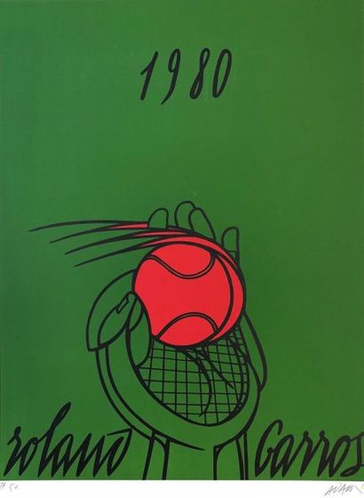 ADAMI (Valerio). "Roland Garros" (1980). Lithographie en couleurs, just. 39/50 et...