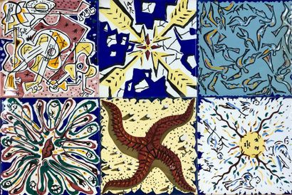 DALI (Salvador). Série complète de six carreaux en céramique émaillée proposée dans...