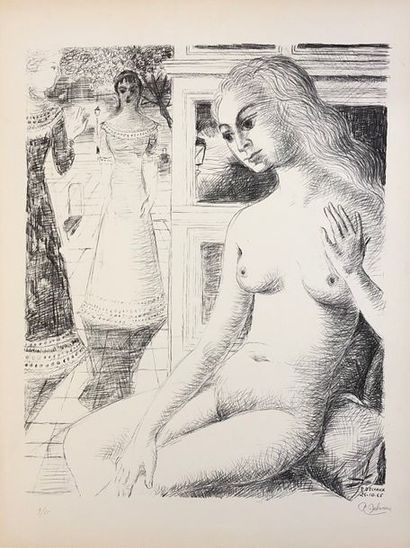 DELVAUX (Paul). "La Rencontre" (1965). Lithographie en noir, just 9/65 et signée...