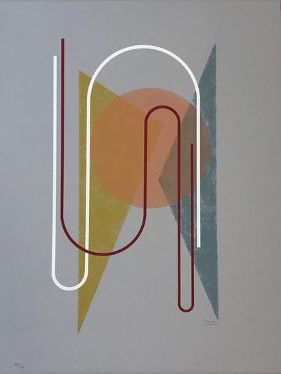 DOMELA (César). "Composition" (1974). Sérigraphie en couleurs tirée sur papier vélin,...