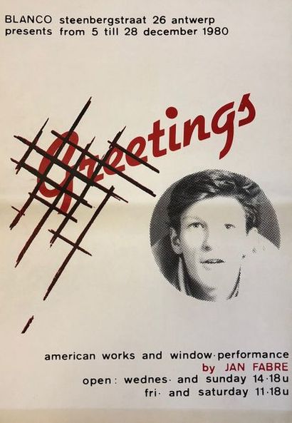 FABRE (Jan). "American Works and Window" (1980). Affiche sérigraphiée en rouge et...