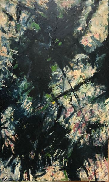 GORUS (Stephan). "Composition abstraite" (ca 1955-1960). Huile sur toile, signée...