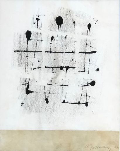 GROSEMANS (Arthur). "Composition" (1991). Encre de Chine sur papier, signée au coin...