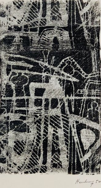 HEERBRANT (Henri). "Composition" (1950). Monotype sur papier, daté et signé au crayon...