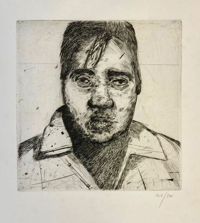 MANDELBAUM (Stéphane). "Francis Bacon I" (1980). Burin en noir tiré sur papier vélin,...