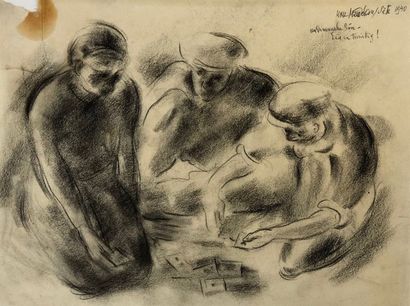MENDELSON (Marc). "Un dimanche soir" (1940). Crayon et lavis sur papier, daté et...